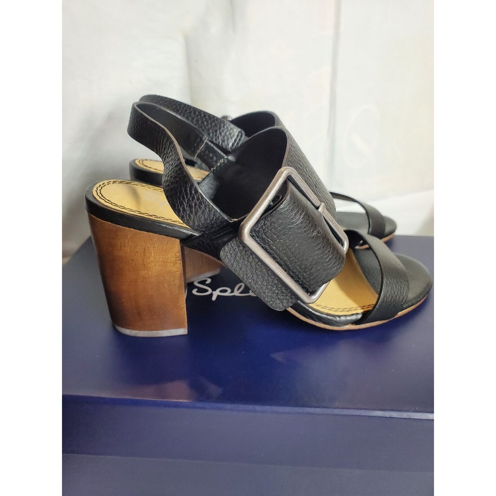 Splendid Bo Leather With Wooden Heelshoes black Open Toe, Open Heel. Size 6. - Picture 5 of 5